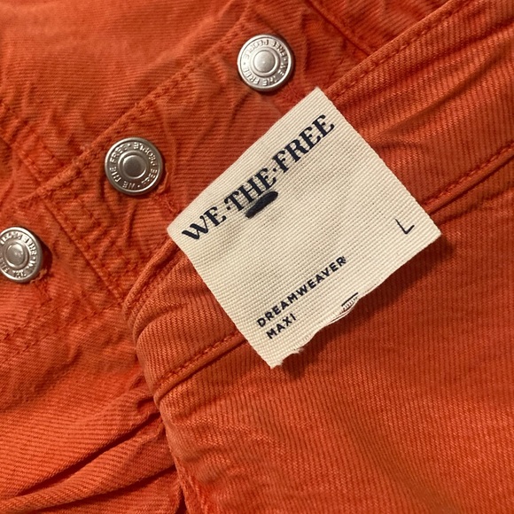 Free People Dreamweaver Denim Maxi Skirt In Firecracker Orange | We The Free - Picture 10 of 14